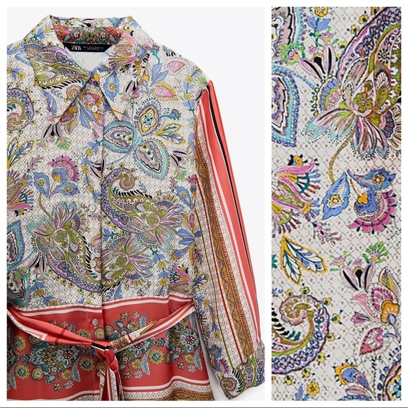 NWT. Zara Multicolored Print Midi Dress. Size S. - Picture 3 of 8